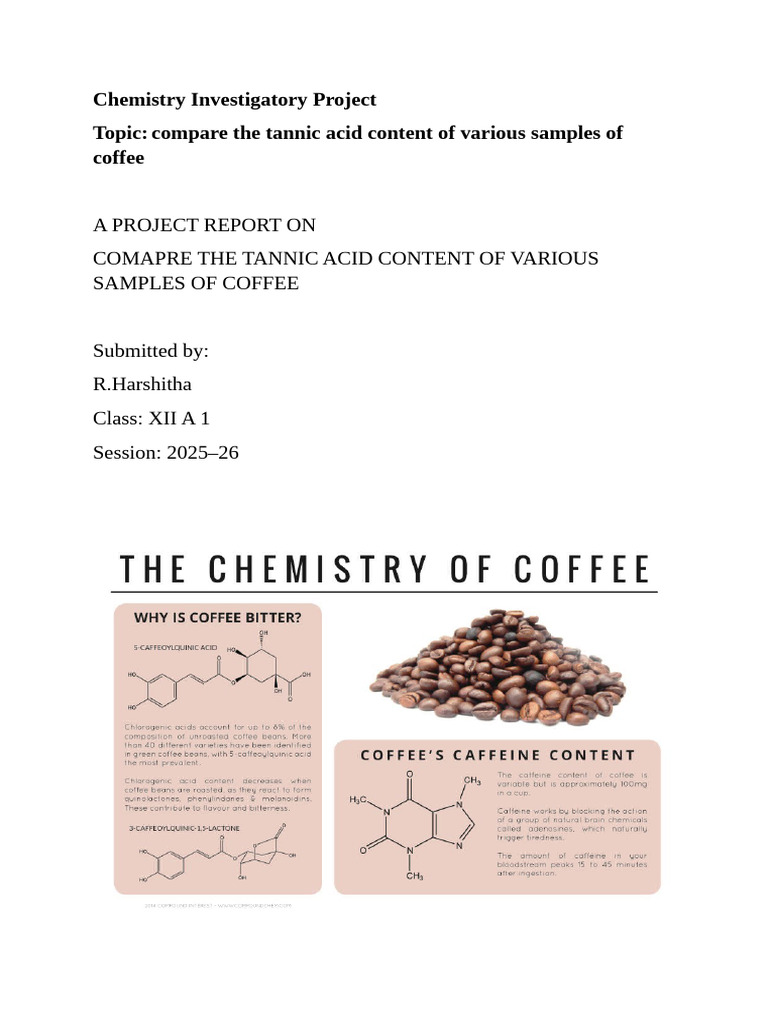 Chemistry Investigatory Project | PDF | Coffee | Drink