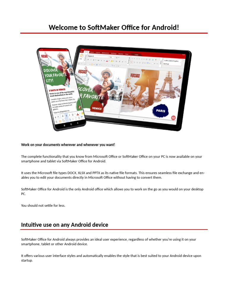 Welcome To SoftMaker Office For Android | PDF | Android (Operating ...