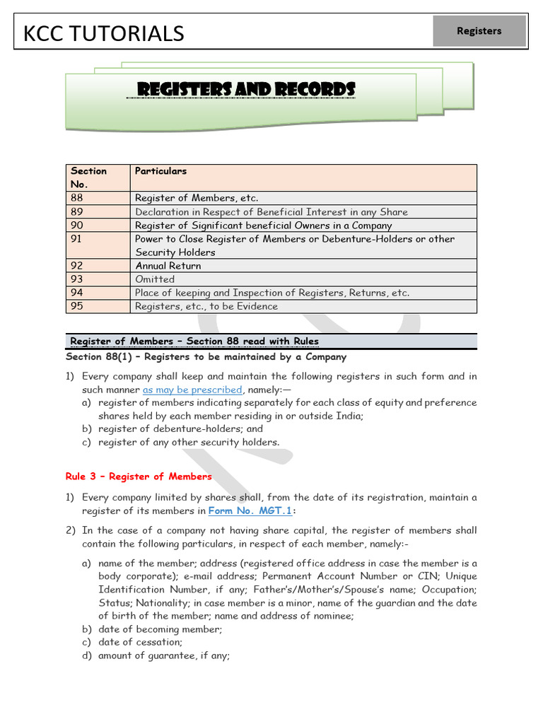 7A. Register and Records | PDF | Securities (Finance) | Business
