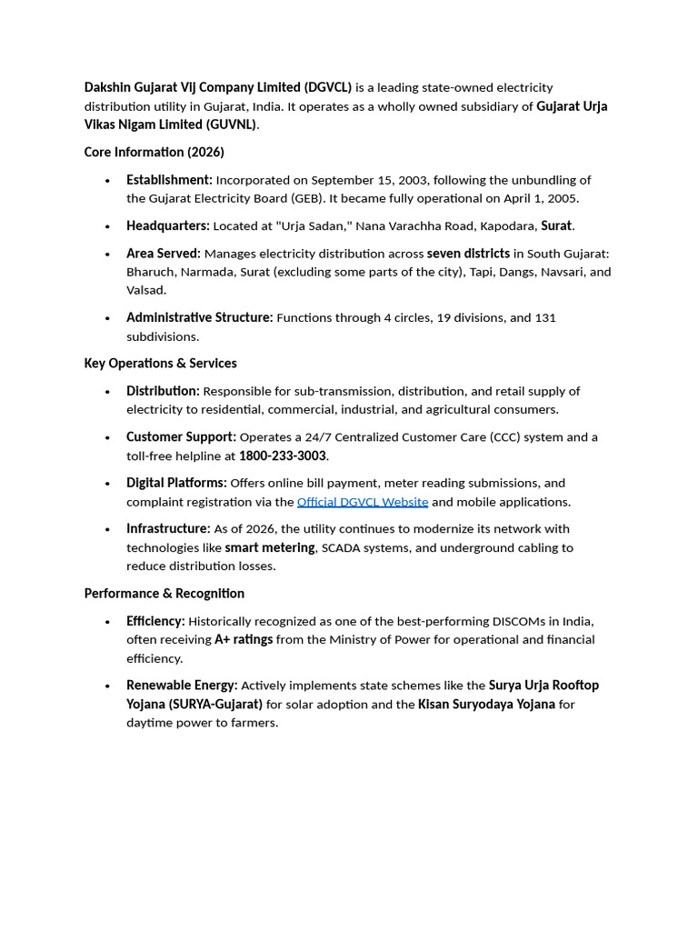 DGVCL Introduction | PDF