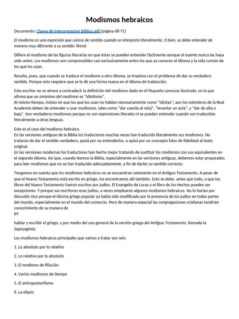 Modismos hebraicos | PDF | Traducciones | Leah