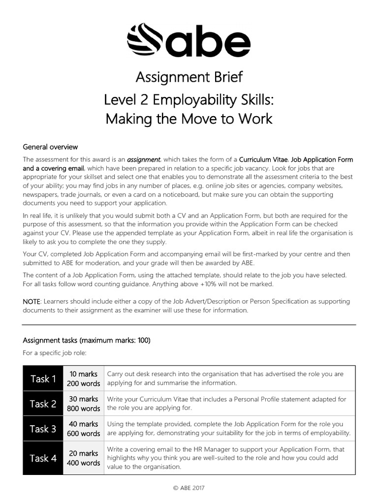 Abe Sample Assignment Brief | PDF