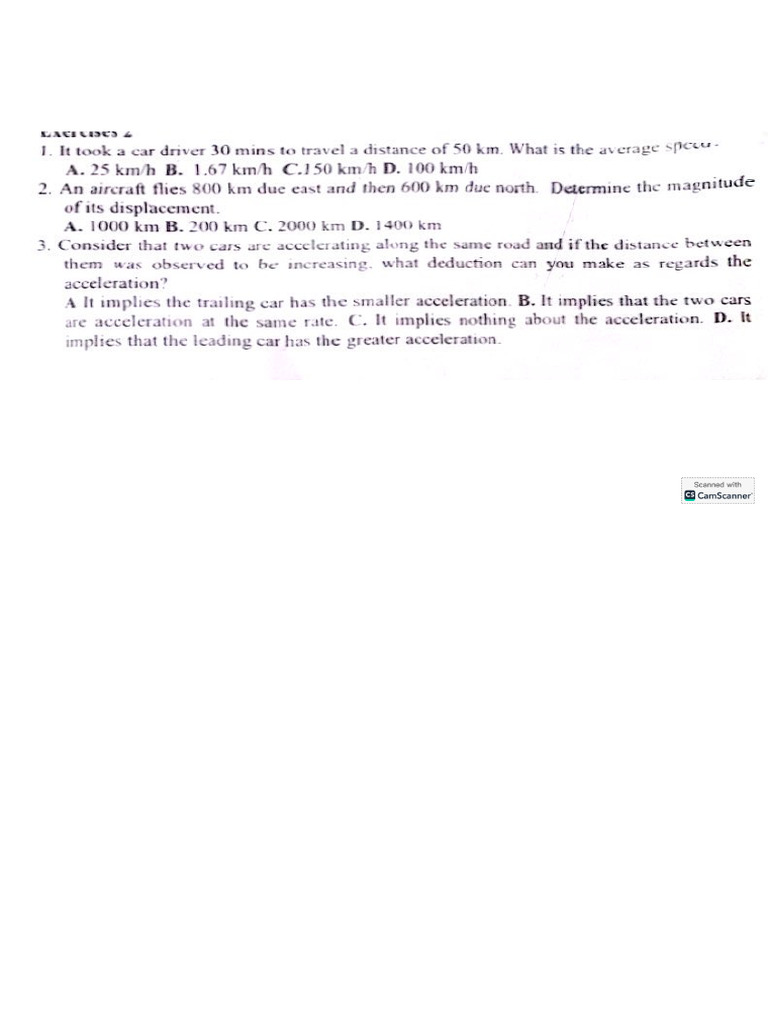 Phy 101 Exercise Two Assignments Solution by Lawrenzo | PDF