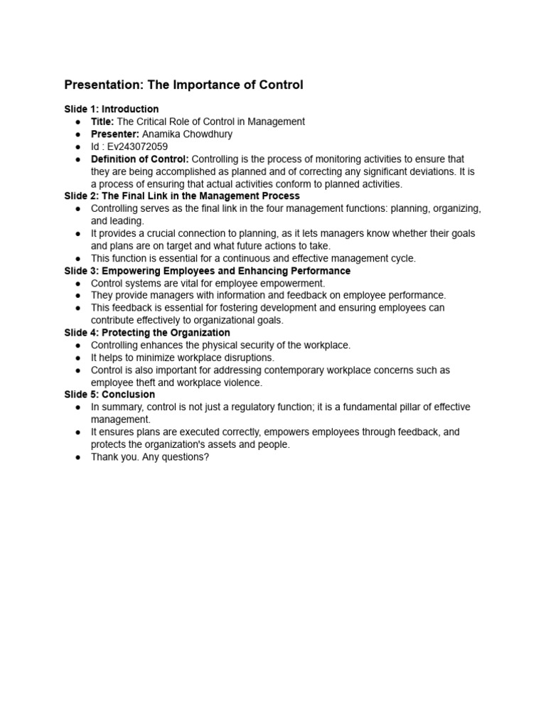 Controlling Presentation | PDF