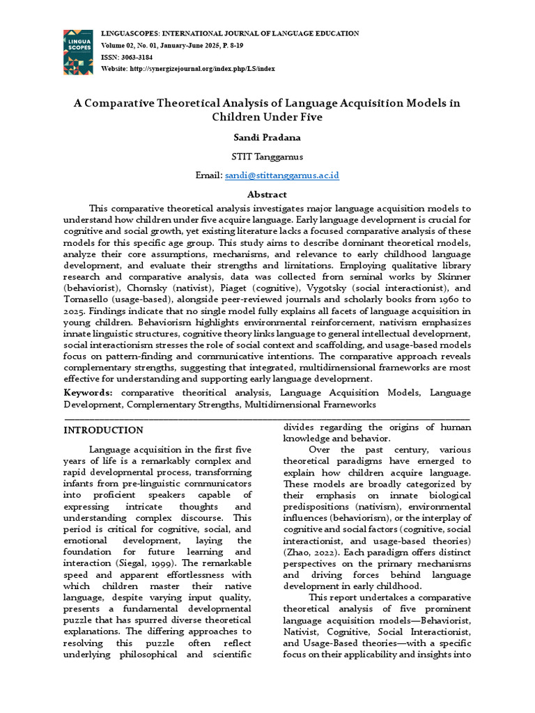 A Comparative Theoretical Analysis of Language Acquisition Models in ...