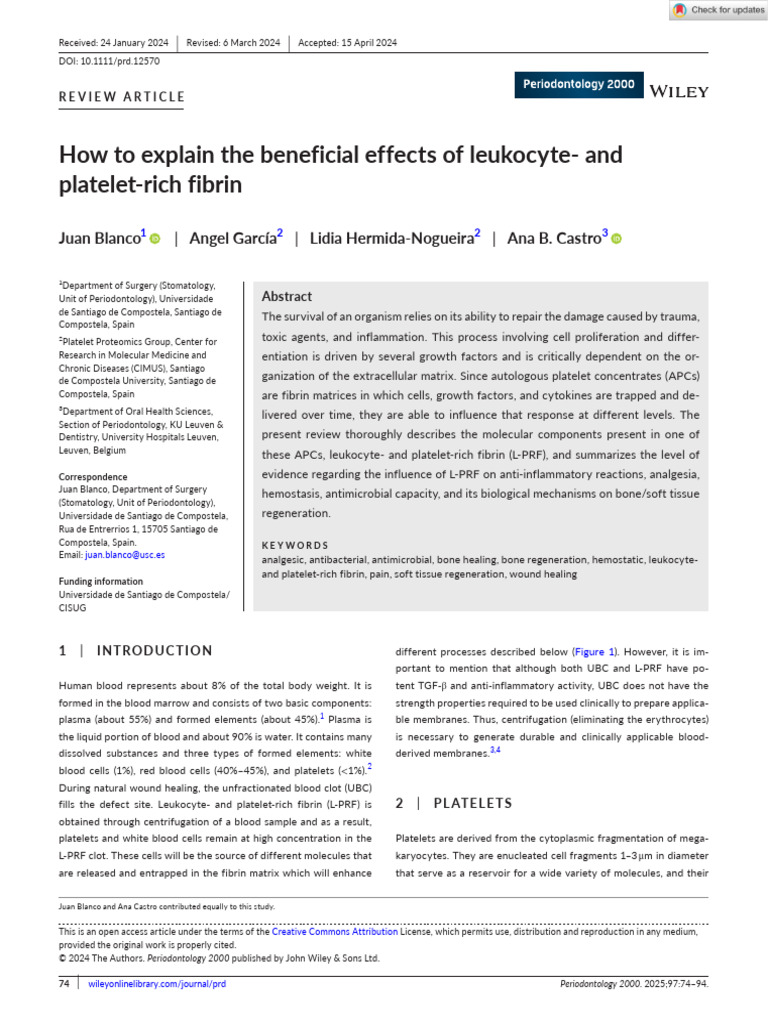 How To Explain The Beneficial Effects of Leukocyte - Andplatelet-Rich ...