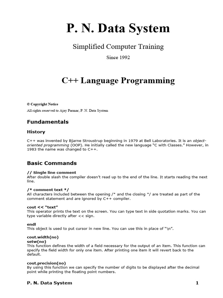 C++ Language Manual | PDF | C++ | Computer Program