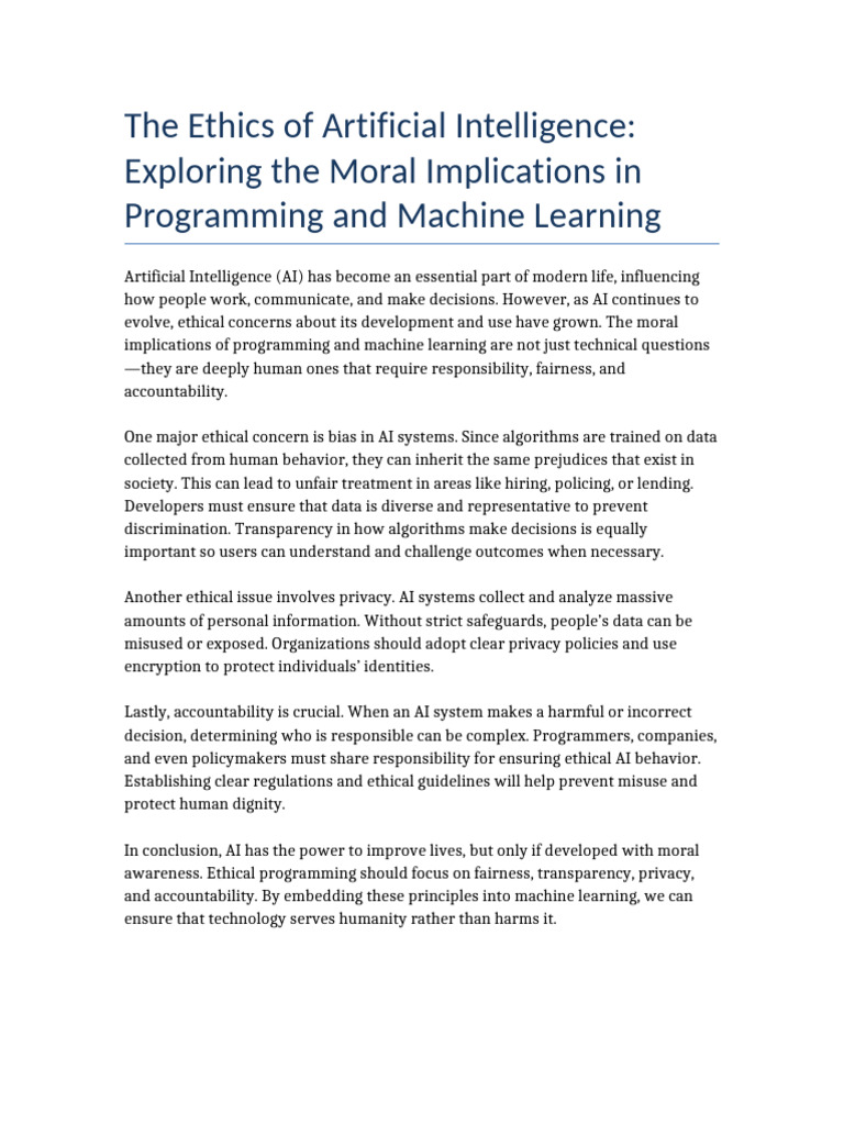 The Ethics of Artificial Intelligence APA Sample | PDF