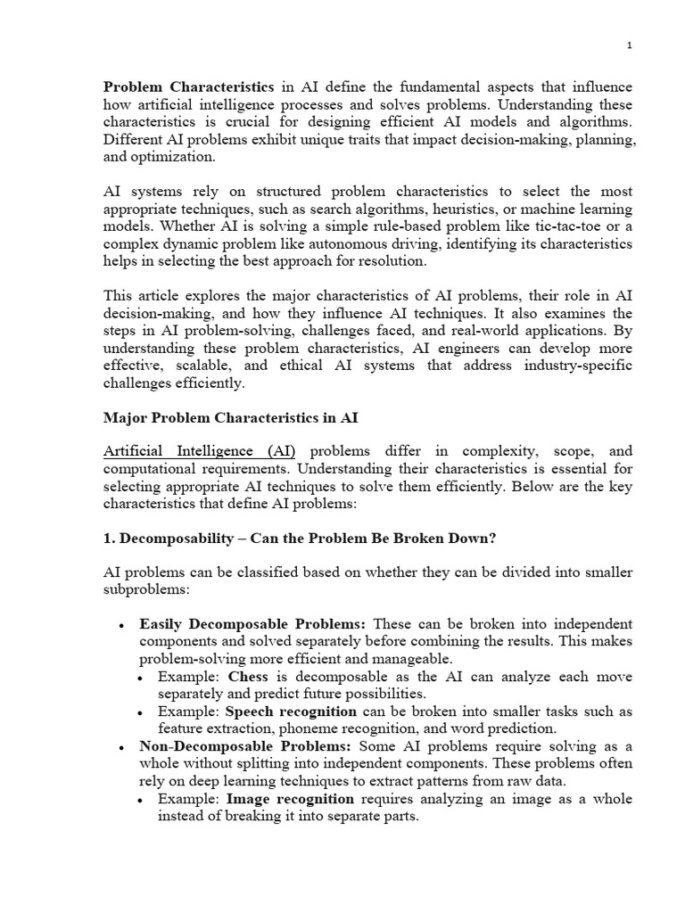Problem Characteristics in AI Define The Fundament | PDF | Artificial ...