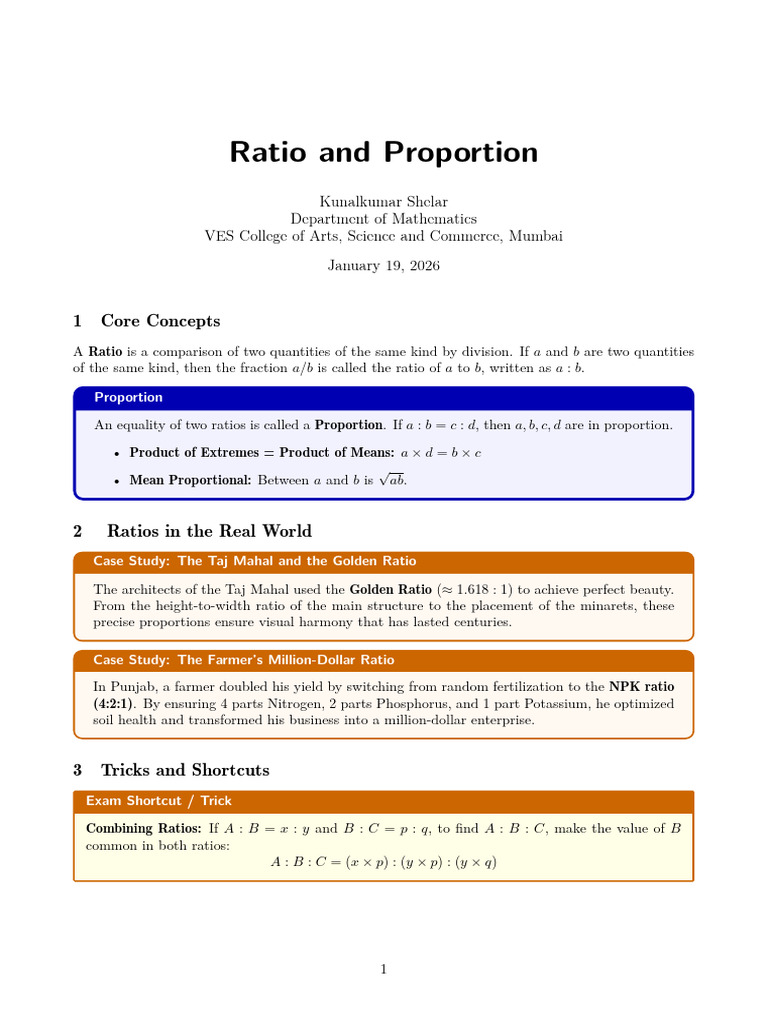 Ratio and Proportion | PDF