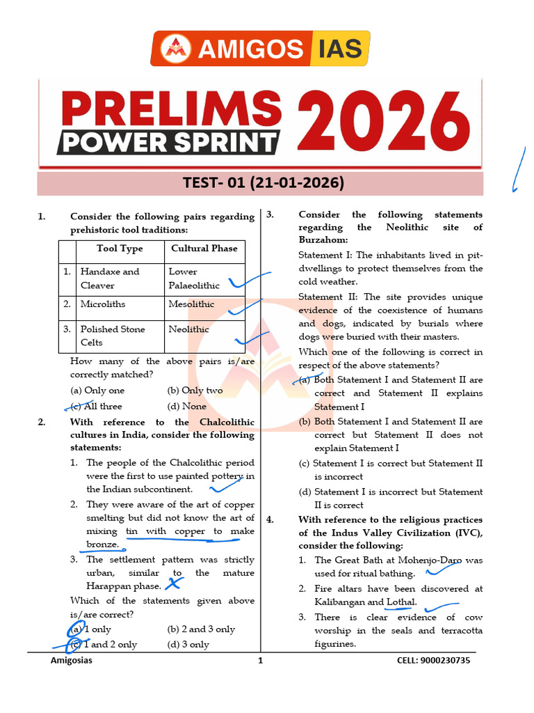 PPS Test - 01 (21-01-2025) - Ancient History - QP - 260121 - 180129 ...