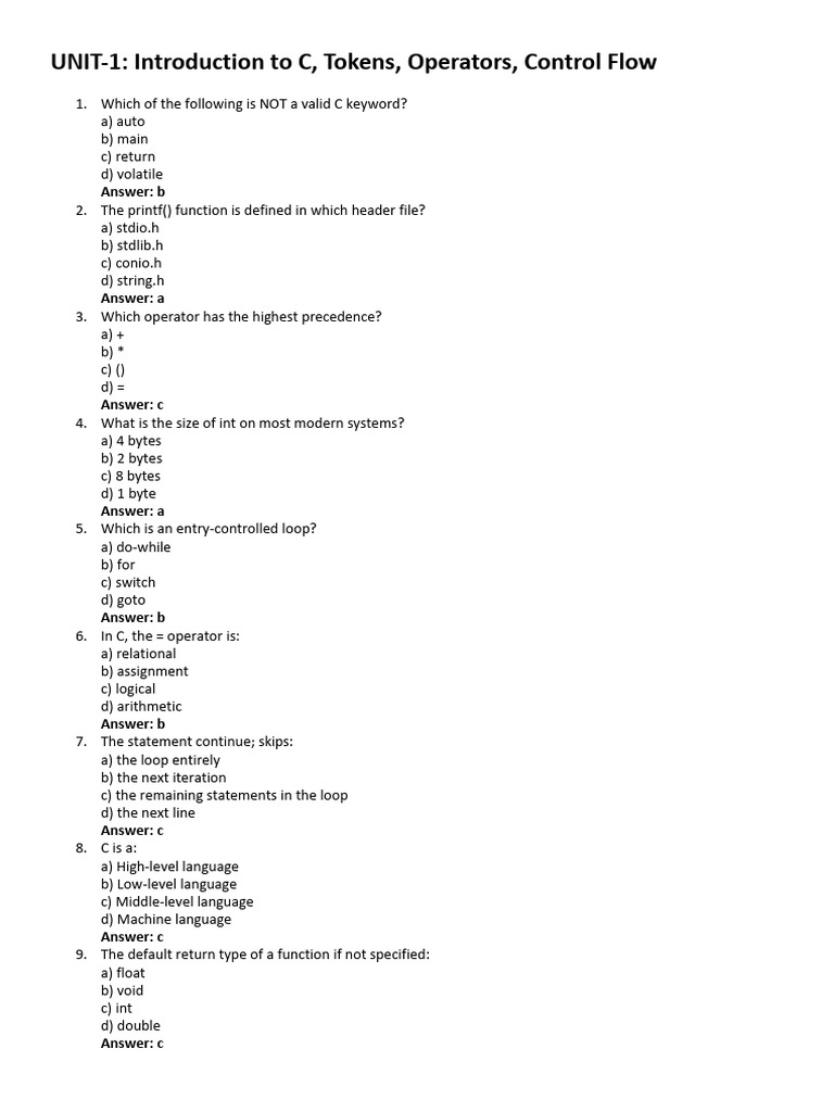Cs25c01 - MCQ All Units | PDF | Pointer (Computer Programming) | Object ...