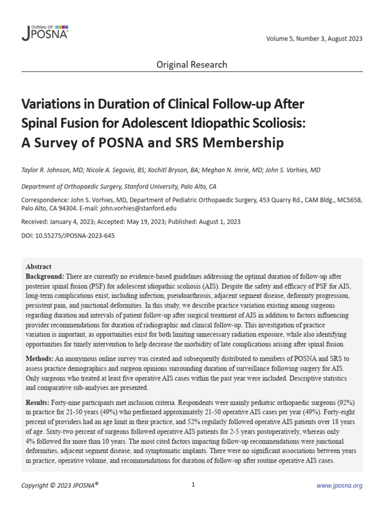 Variations in Duration of Clinical Follow Up Afte 2023 Journal of the ...