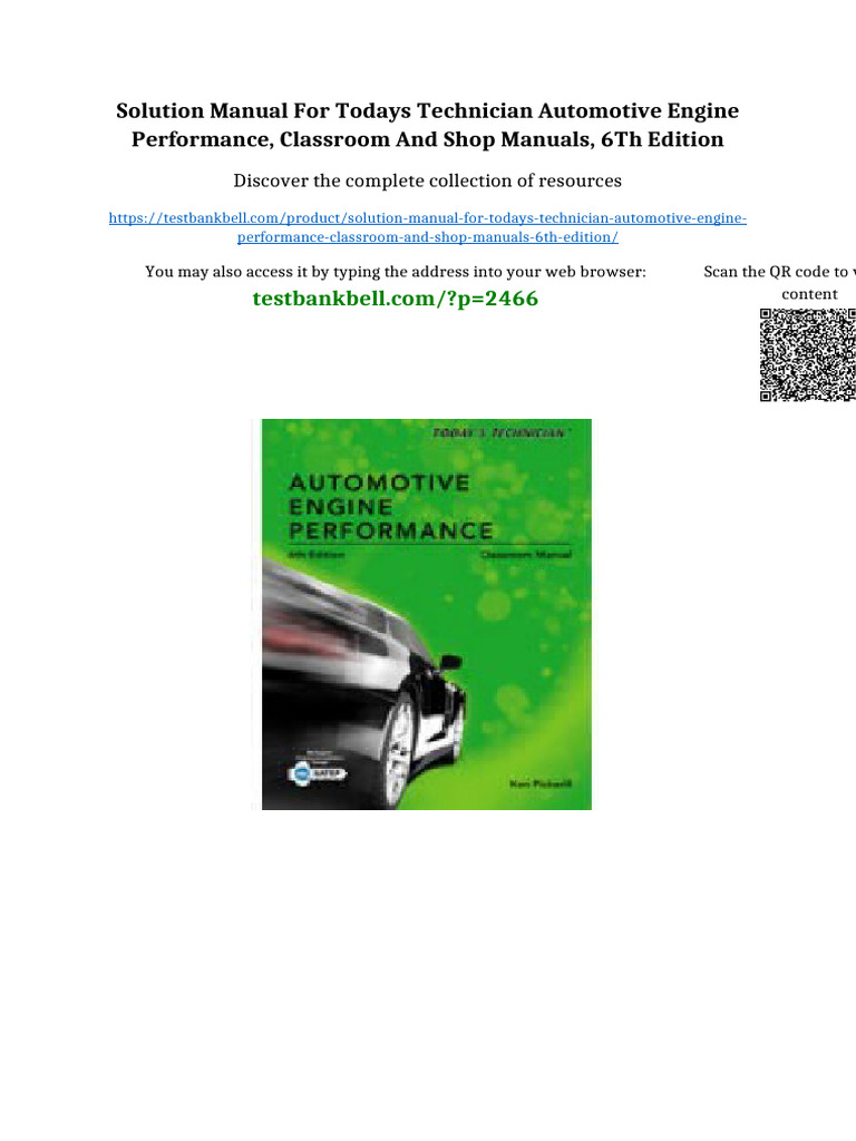 Solution Manual for Todays Technician Automotive Engine Performance ...