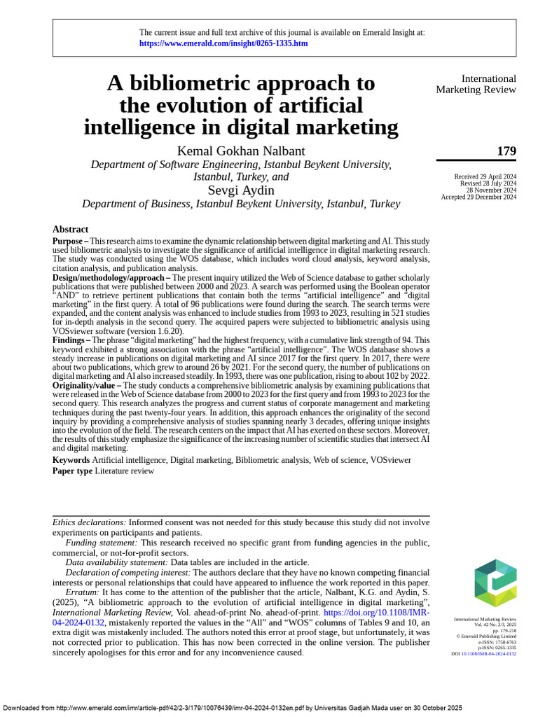A Bibliometric Approach To The Evolution of Artificial Intelligence in ...