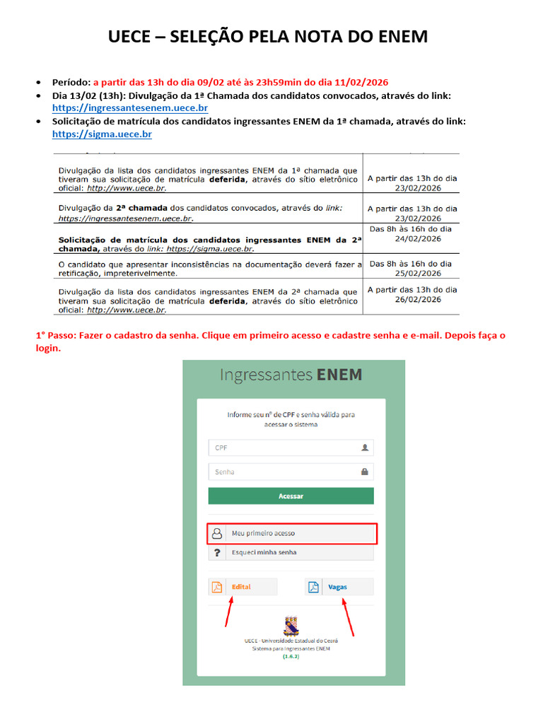 UECE Ingresso Pela Nota Do Enem | PDF