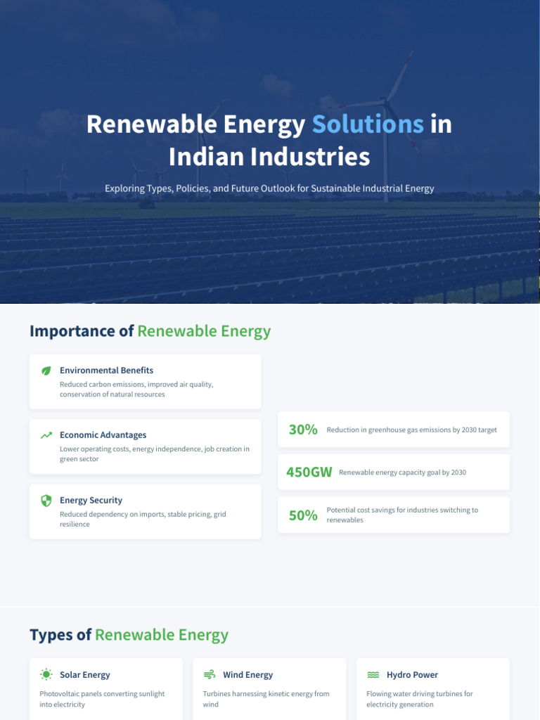 Renewable Energy Solutions in Indian Industries | PDF | Renewable ...