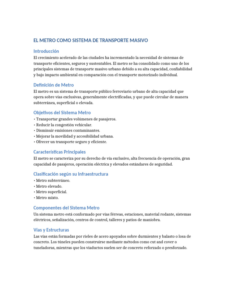 Metro Sistema Transporte Completo | PDF | Tránsito rápido | Transporte