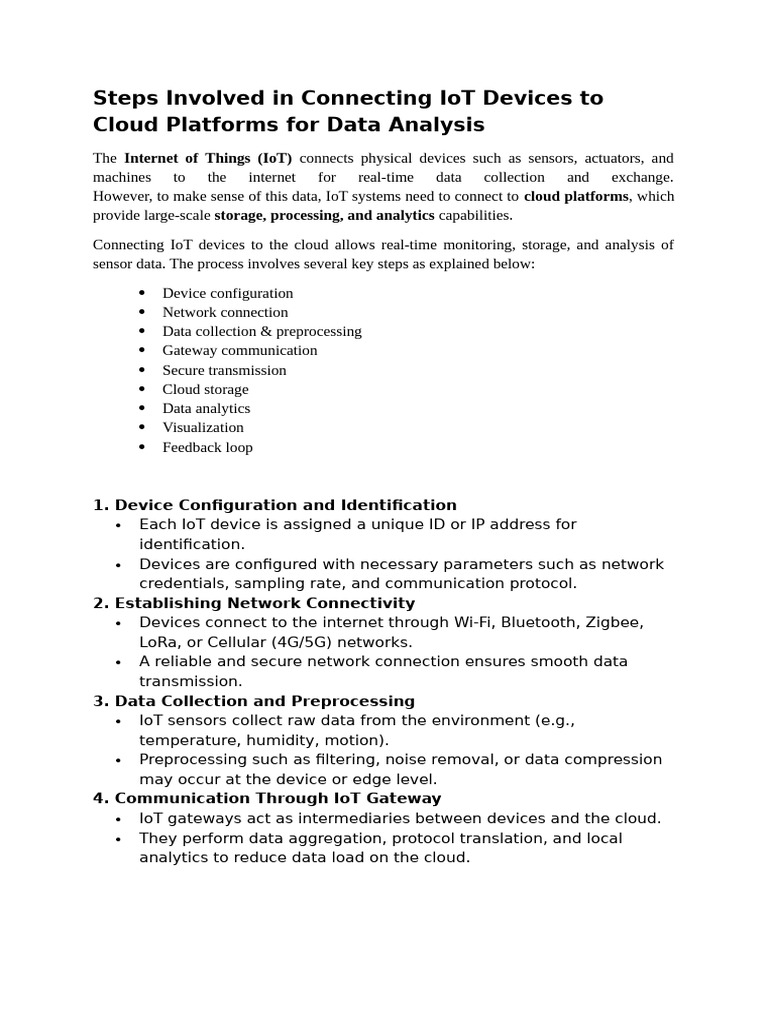 Steps Involved in Connecting IoT Devices To Cloud Platforms For Data ...