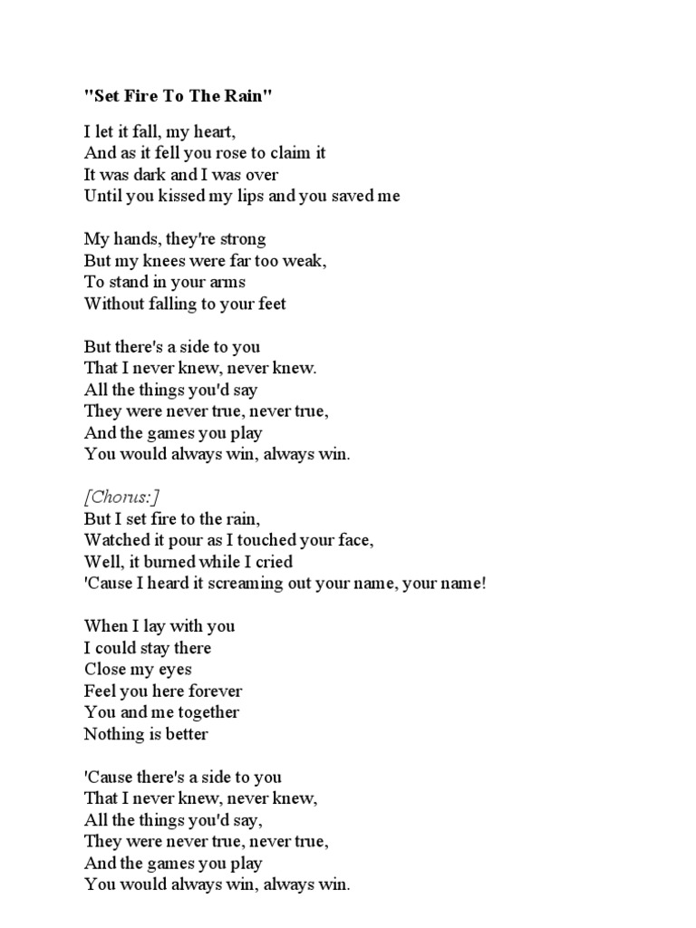 Teks Lagu Set Fire To The Rain Berbagi Teks Penting
