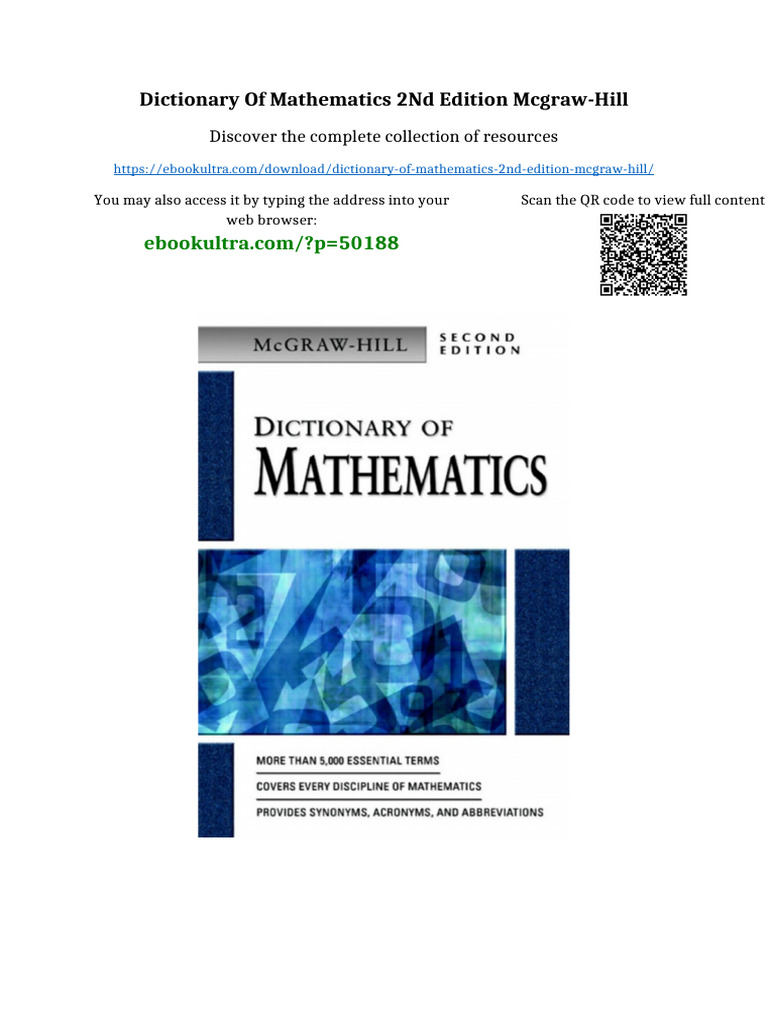 Dictionary of Mathematics 2nd Edition Mcgraw-Hill No Waiting Time | PDF ...