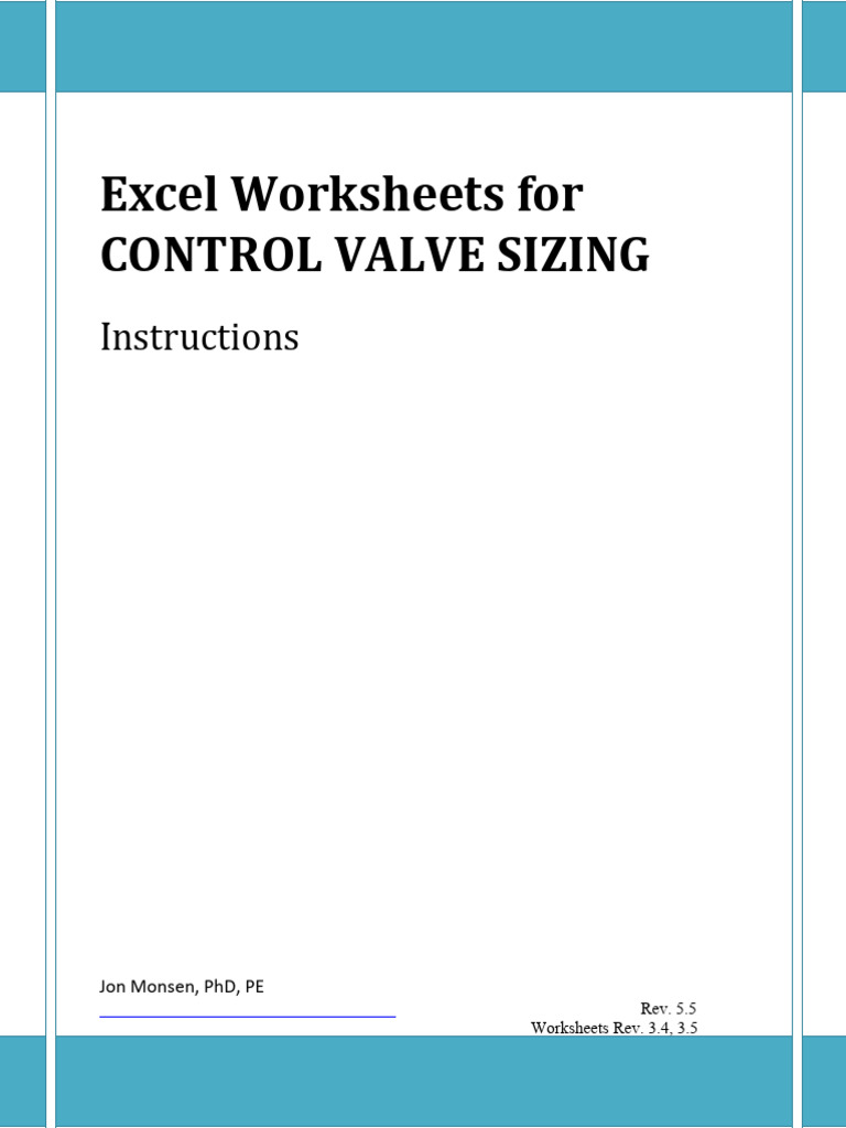 Valve Sizing Worksheet Instructions Rev 5.5 | PDF | Fluid Dynamics | Valve