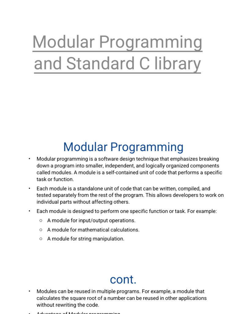 Modular Programming and Standard C Librarys | PDF | Computer ...