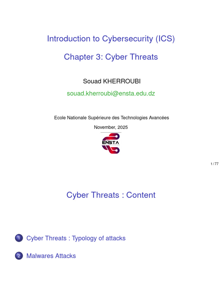 Chapter 3 Attacks Final | PDF | Malware | Denial Of Service Attack