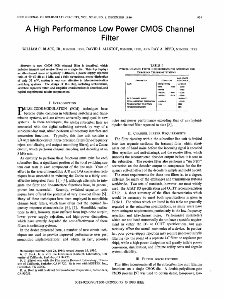 A High Performance Low Power CMOS Channel Filter | PDF | Amplifier ...