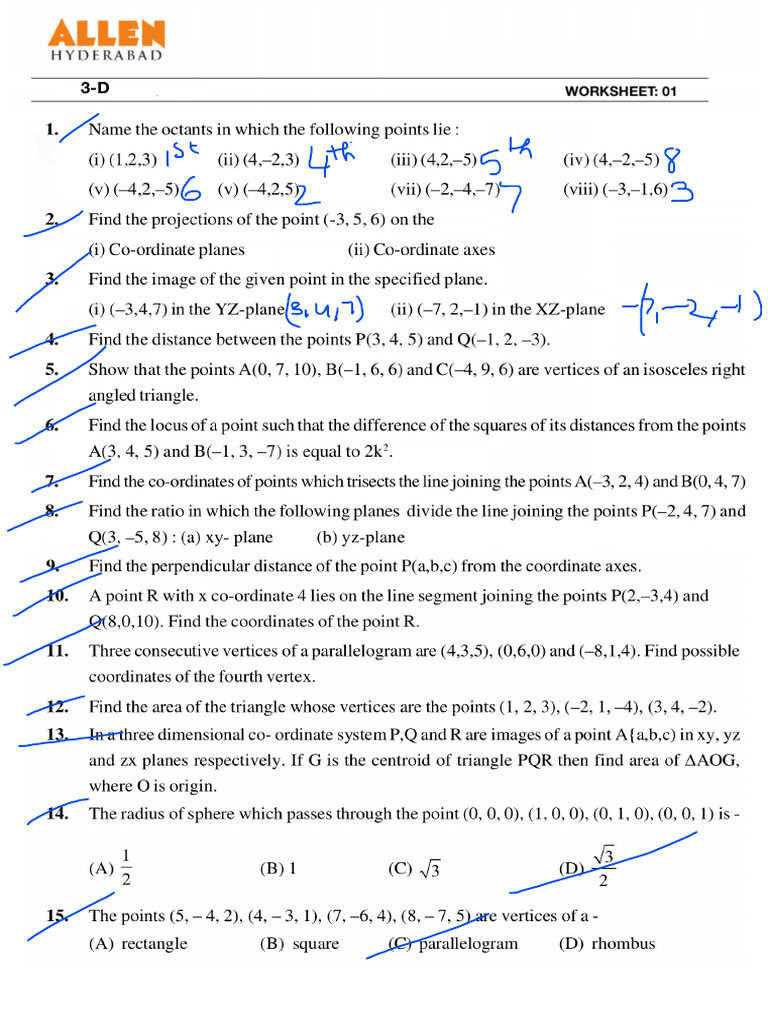 3D Worksheets 1&2 | PDF