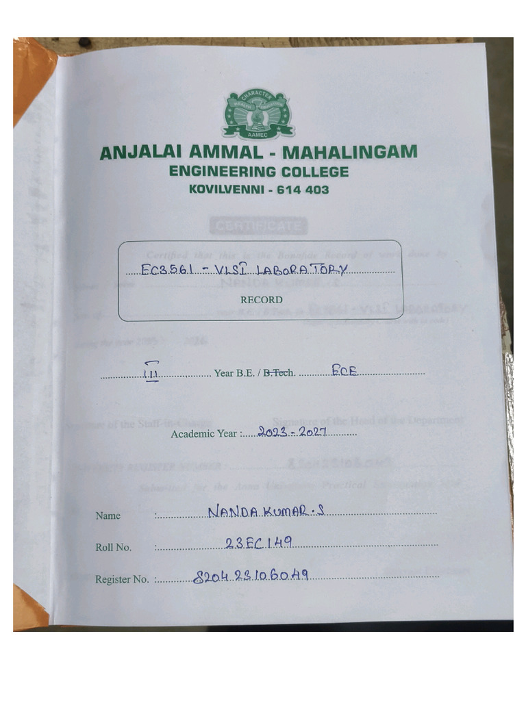 Vlsi Record Note | PDF