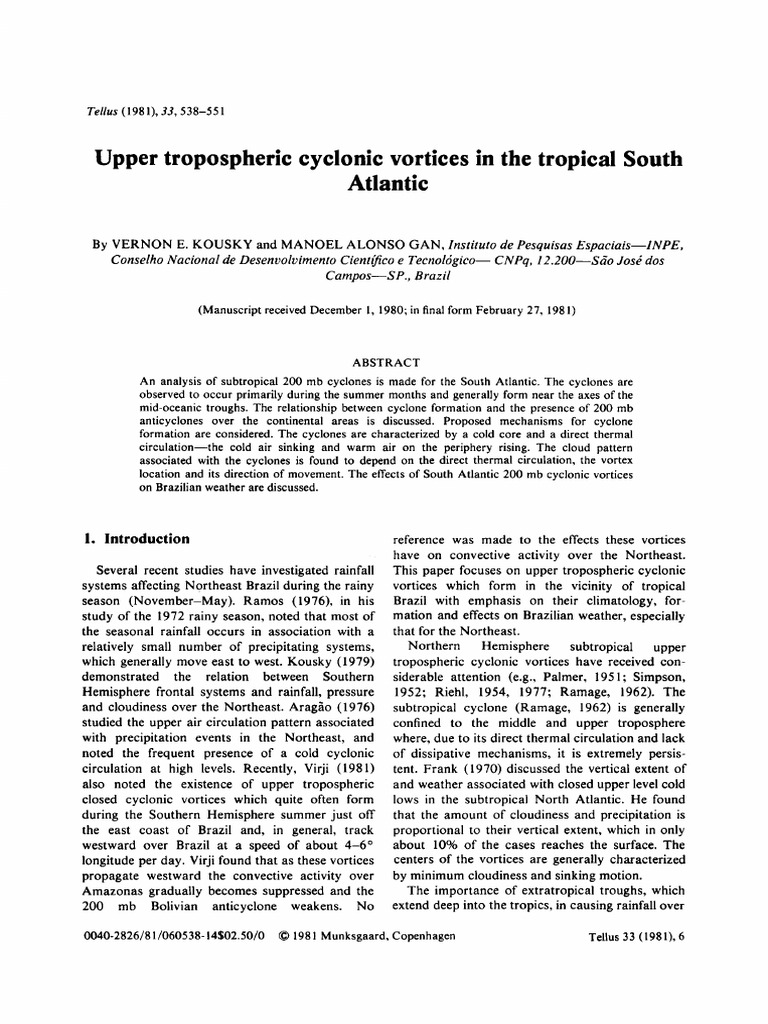 KOUSKY e GAN 1981- Upper Tropospheric Cyclonic Vortices in the Tropical ...