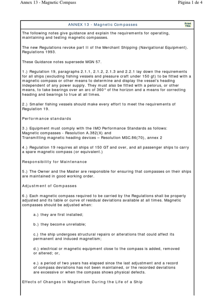 Annex 13 Compasses PDF Compass Ships