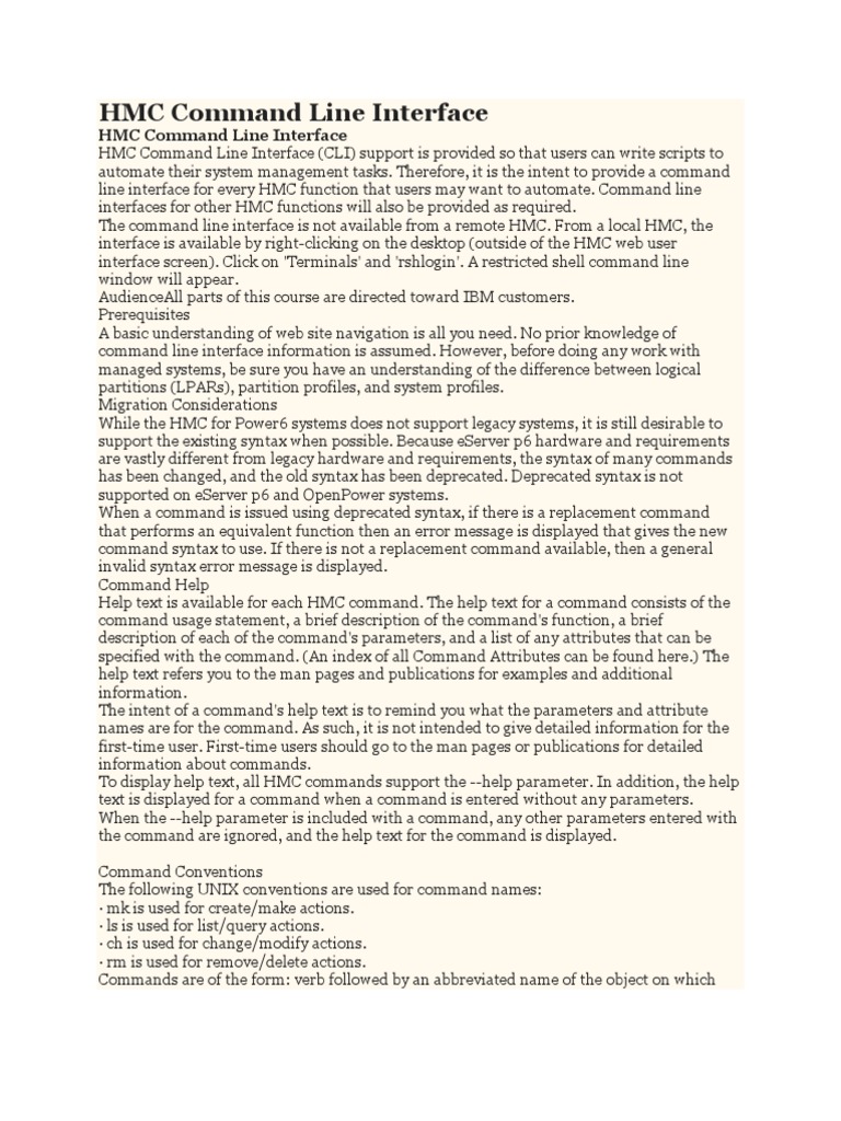 HMC Command Line Interface PDF Command Line Interface Parameter