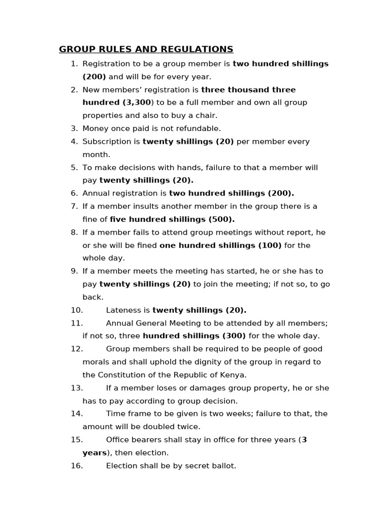 Group Rules and Regulations | PDF