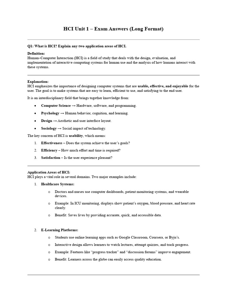HCI Unit 1 | PDF | Human–Computer Interaction | Usability