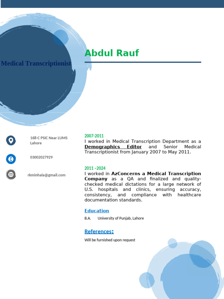 CV of Abdul Rauf | PDF