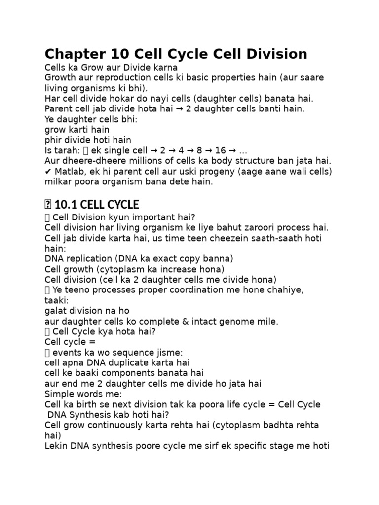 Chapter 10 Cell Cycle Cell Division | PDF | Meiosis | Mitosis