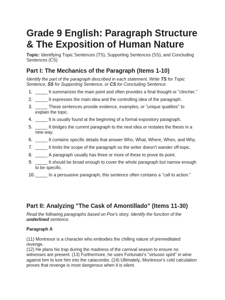 Grade 9 English TS SS CS | PDF