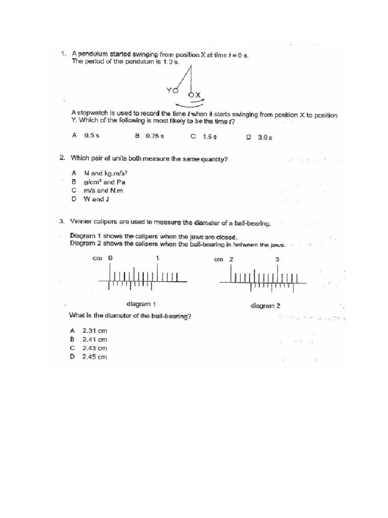 Chapter 1 Units and Measurements School Papers 2 | PDF