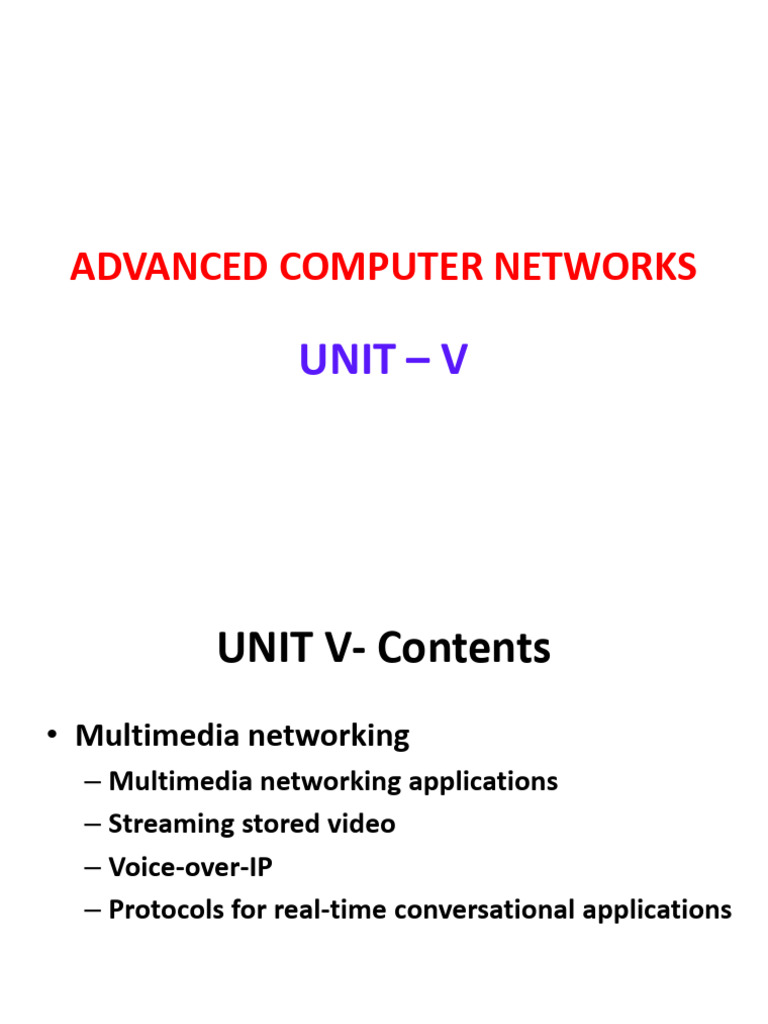 ACN_UNIT_V | PDF | Streaming Media | Computer Network