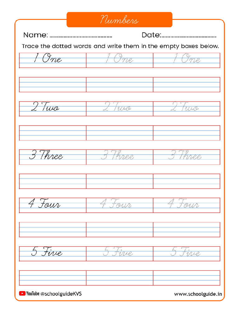 Cursive Numbers 1 To 5 | PDF