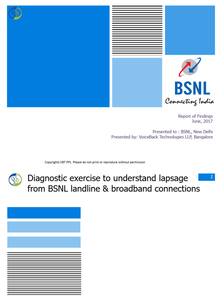 Diagnostic Research To Understand Lapsage From BSNL Landline and ...
