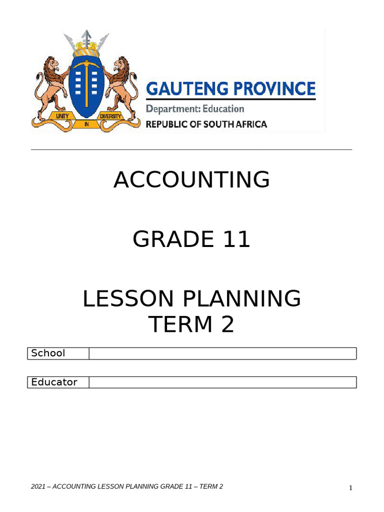 GR11 Lesson Plan Term 2 | PDF | Partnership | Income Statement