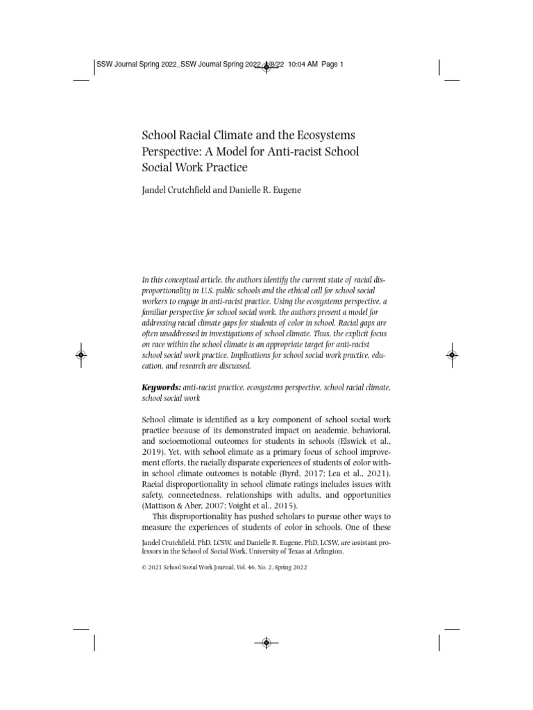 School Racial Climate and The | PDF | Racism | Discrimination & Race ...