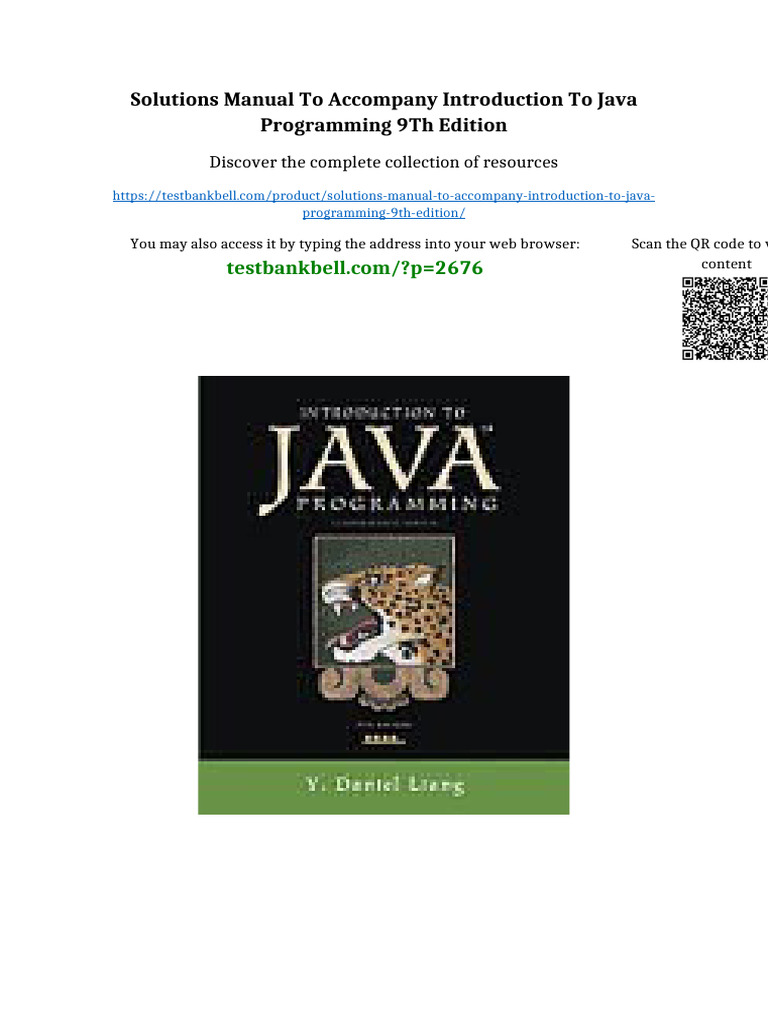Solutions Manual to accompany Introduction to Java Programming 9th ...