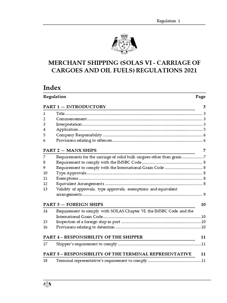SD 2021 0215 Solas Vi Carriage of Cargoes Oil Fuels Regs | PDF | Cargo ...