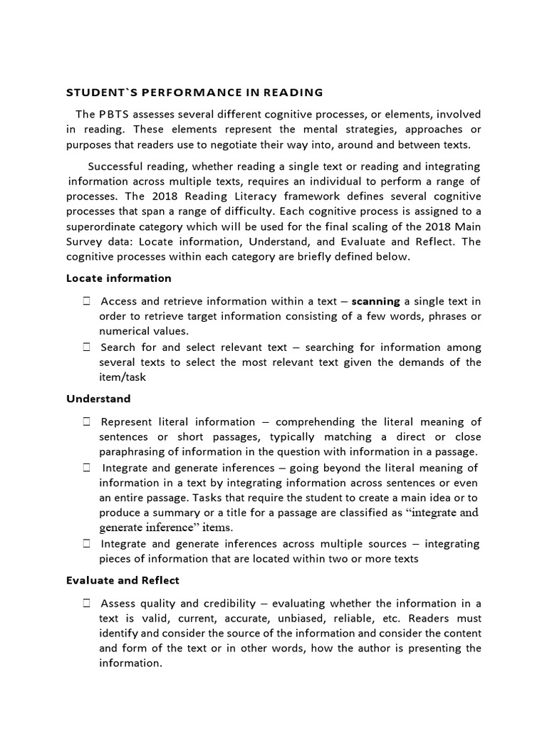 Resource 2.1 Stundents Reading Performance | PDF | Cognition | Information