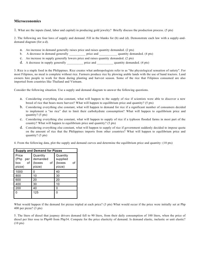 Microeconomics: Supply and Demand Analysis | PDF | Supply And Demand ...