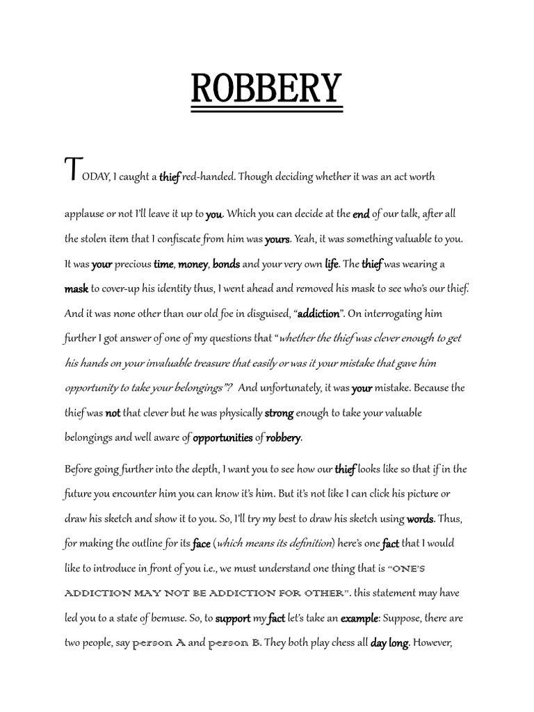 Robbery | PDF | Chess | Theft